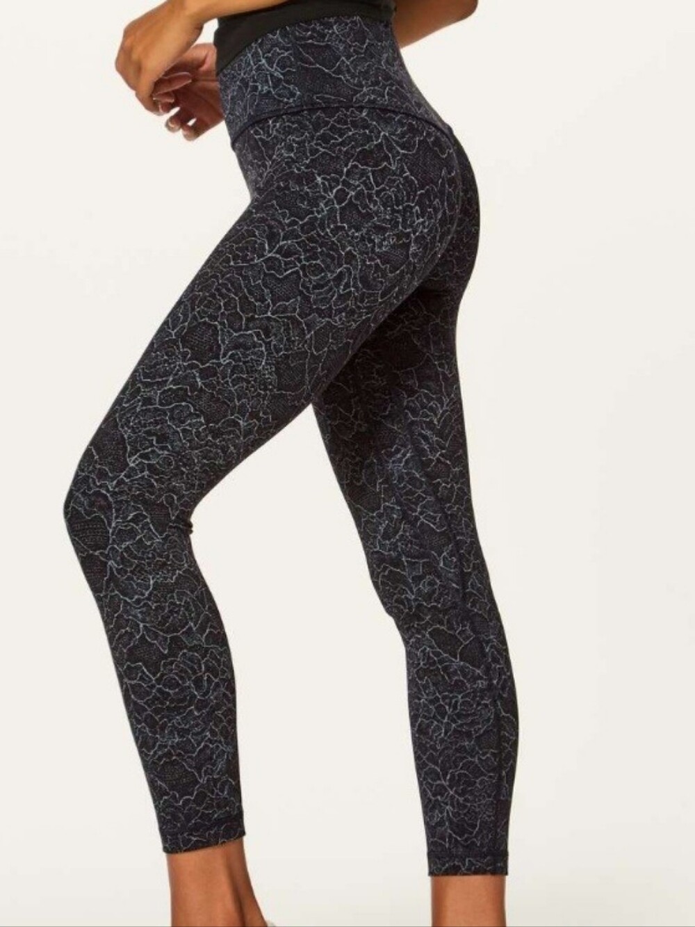 Lululemon 4 Align Leggings Buttery Soft Pilates Lacescape Dark Cast Black 28